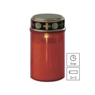 LED hřbitovní svíčka, 12,5 cm, 2x C, venkovní i vnitřní, vintage, časovač, červená  DCCV19 - 3