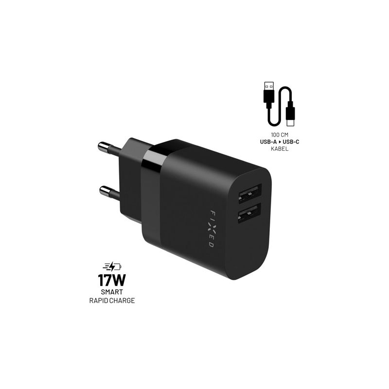 Fixed nabíječka 2xUSB 17W FIXC17N-2UC-BK - 1