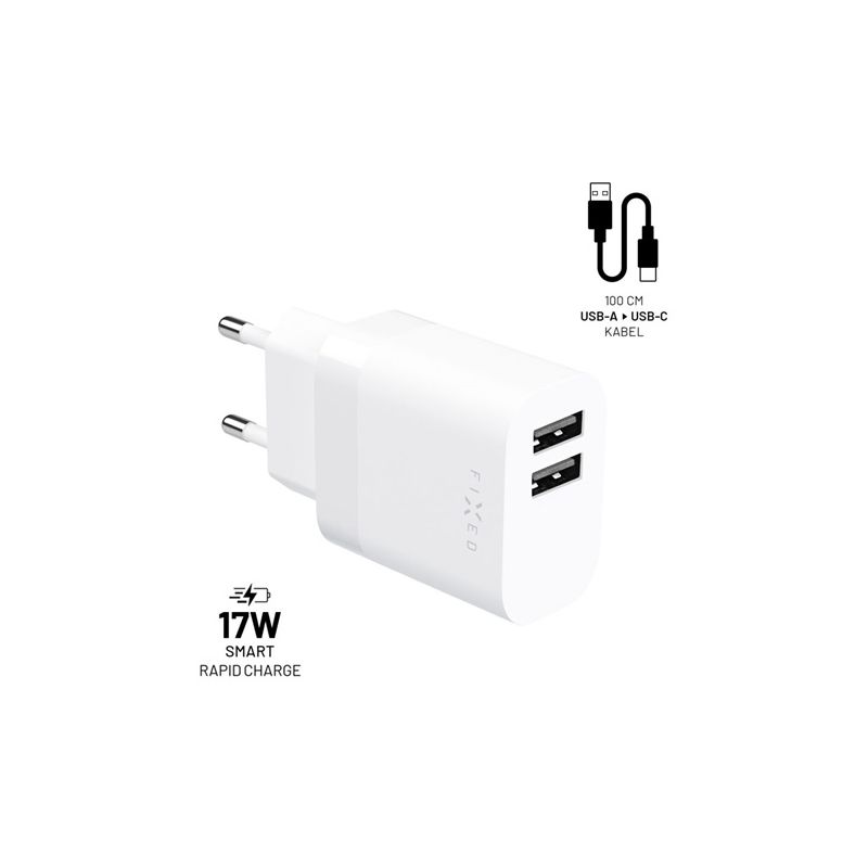 Fixed nabíječka 2xUSB 17W FIXC17N-2UC-WH - 1