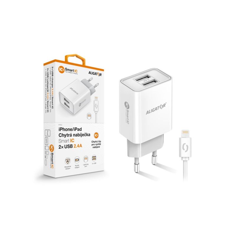 ALI CN 2,4A,2xUSB,SM.IC,IPH,bílá CHA0045 - 1