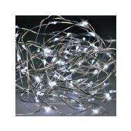 Solight vánoční řetěz stříbrný, 100x mini LED, 10m, 3 x AA, studené světlo - 1V54-W - 1