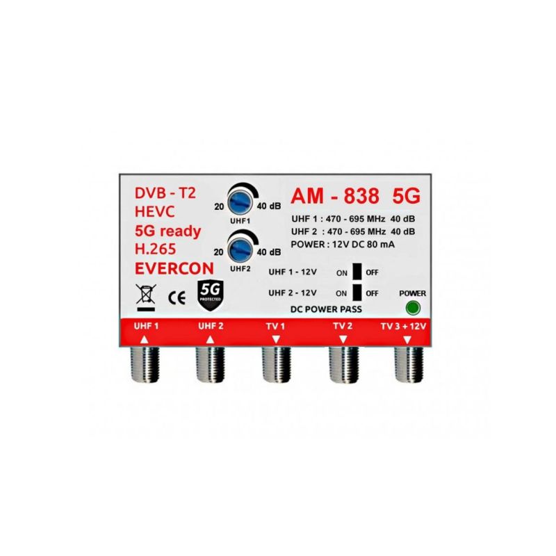 Evercon AM-838-IN 5G - Anténní Zesilovač 40dB - 1